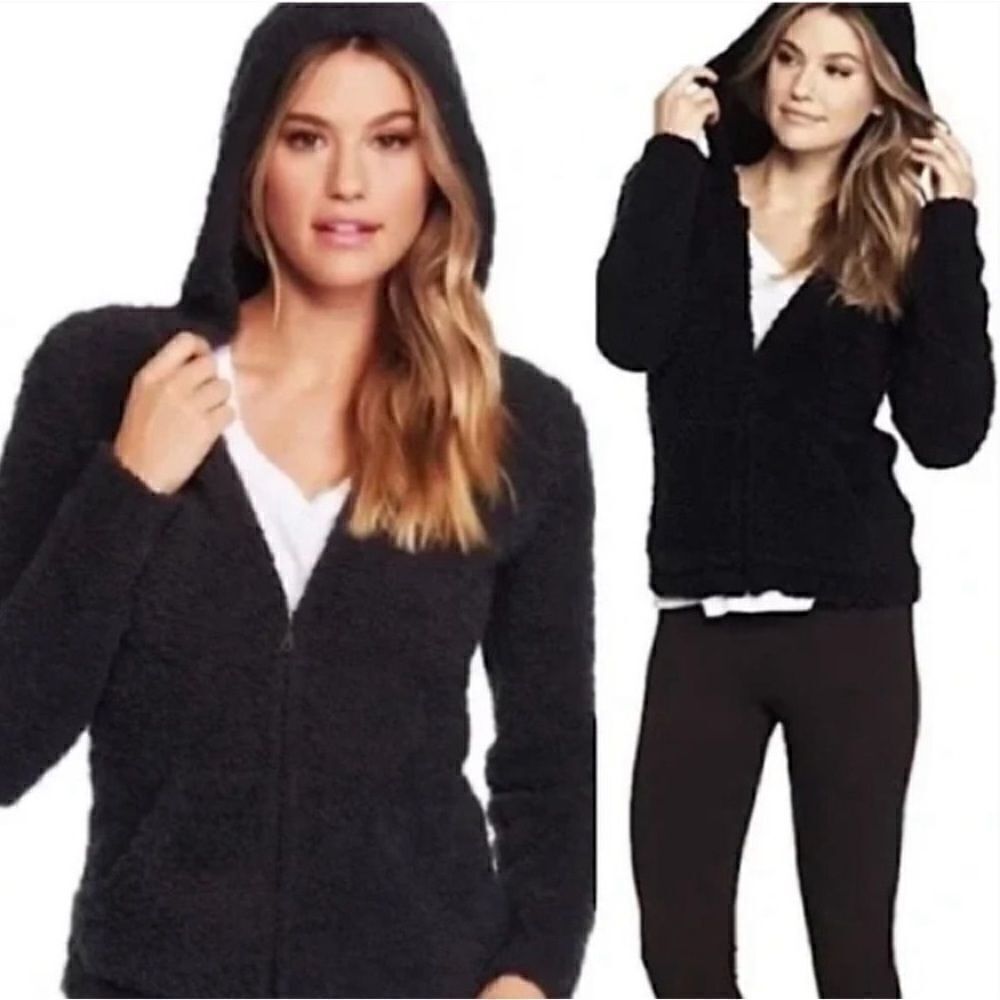 Barefoot Dreams Black Bamboo Lite Zip Hoodie Jacket